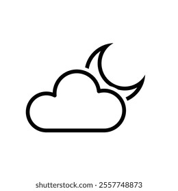 weather icon. cloudy crescent moon. cloudy and meteorological.  for web, climate. Line design style. vector design template.