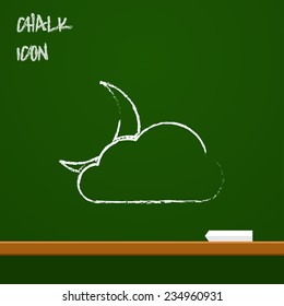 Weather icon cloudy night on chalk board. eps10 illustration