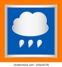 Weather icon cloudy and rain on orange background
