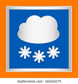 Weather icon cloudy and snow on orange background