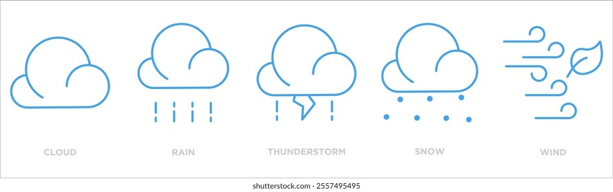 weather icon collection set. Containing design cloud,rain,thunderstorm,snow,wind