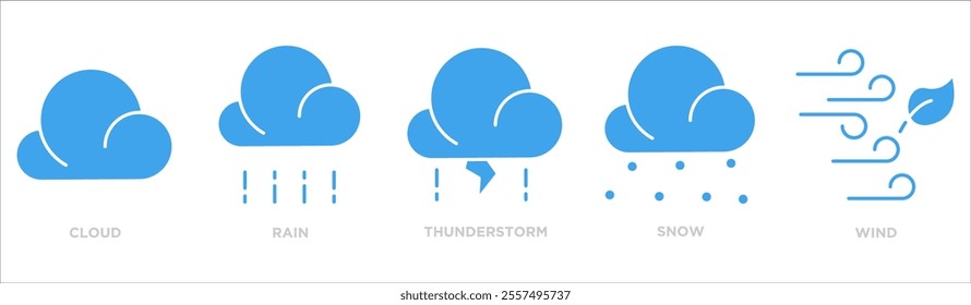 weather icon collection set. Containing design cloud,rain,thunderstorm,snow,wind