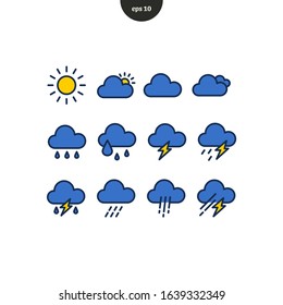 Weather icon collection set. flat filled icon. eps10