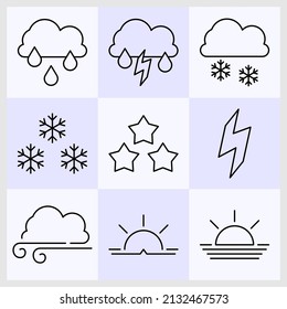 weather icon. a complete set of weather icon thin icons for UI