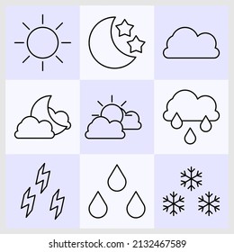 weather icon. a complete set of weather icon thin icons for UI