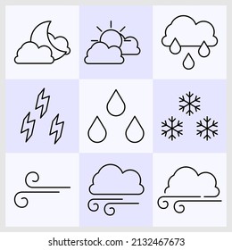 weather icon. a complete set of weather icon thin icons for UI