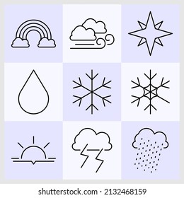 weather icon. a complete set of weather icon thin icons for UI