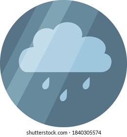 Weather icon depicting a rain cloud with raindrops on a transparent background
