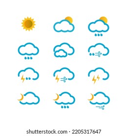 
Weather Icon Design. colorful stroke styles for websites, apps or smartphones