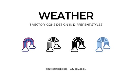 weather Icon Design in Five style with Editable Stroke. Line, Solid, Flat Line, Duo Tone Color, and Color Gradient Line. Suitable for Web Page, Mobile App, UI, UX and GUI design.