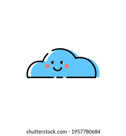 weather icon drawing of a cloud with its expression. suitable for web design, sticker, screen printing etc. eps file