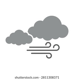 A weather icon featuring gray clouds with strong gusts blowing, indicating windy conditions.