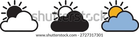 Weather icon featuring sun partly hidden by cloud, representing cloudy or partly sunny conditions, suitable for weather applications forecast displays