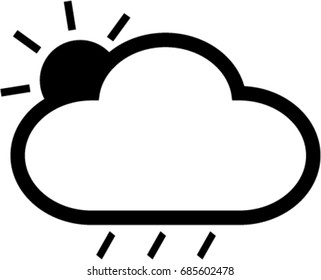 weather icon flat black and white rain cloud sun symbol or sign
