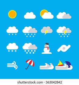 weather icon flat style on blue background