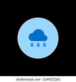 Weather icon. Full color icon circle button. rain clouds