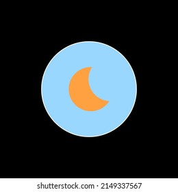 Weather icon. Full color icon. circle button. moon