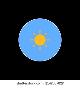 Weather icon. Full color icon. circle button. sun