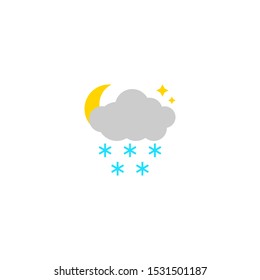 Weather icon, heavy snow at night, flat simple design. Vector isolated illustration. Can be using for posters, leaflets, banners, web design or mobile app.