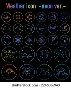 Weather icon. An illustration representing the sun. Vector icons indicating sunny, cloudy, snowy, etc. weather forecast.