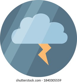 Weather icon with the image of a thundercloud and lightning on a transparent background