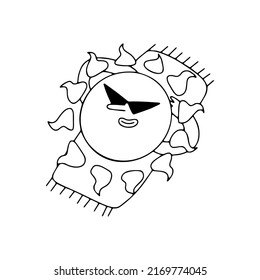 Weather icon isolated on white background. Outline hand drawn weather doodle character. Cartoon emotional illustration of the sun. Vector illustration EPS10