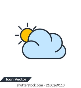 weather icon logo vector illustration. cloud with sun symbol template for graphic and web design collection
