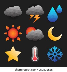 Weather icon in low polygon style for web design and graphic design 