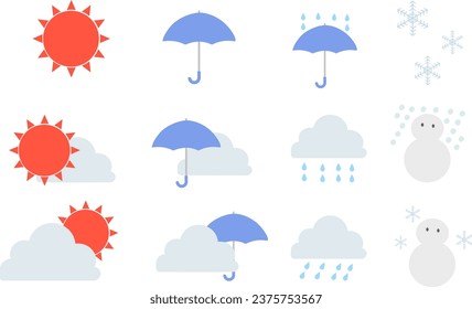 Weather icon material set drawn in vector