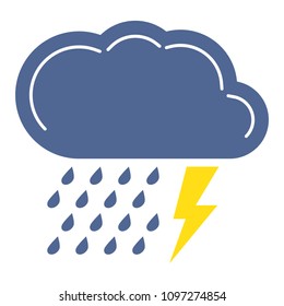 Weather icon. Meteorology symbol rain. Storm sign. Isolated icon bad weather. Design element. Symbol of gale. Template for weather forecast, card, etc. Vector illustration.