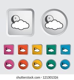 Weather icon. Moon, stars and clouds. Vector illustration.