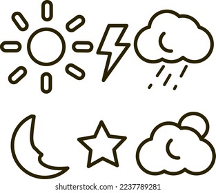 weather icon. moon, sun, cloud icon.