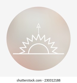 Weather icon on the blurred background. Horizon line, sun, sunrise. Vector illustration. Weather forecast  for web application or print.