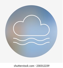 Weather icon on the blurred background. Cloud and fog. Vector illustration. Weather forecast  for web application or print.