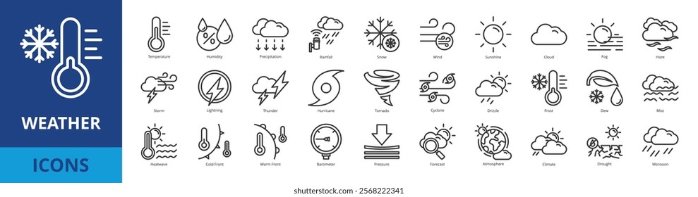 Weather icon pack collection set for weather forecasting