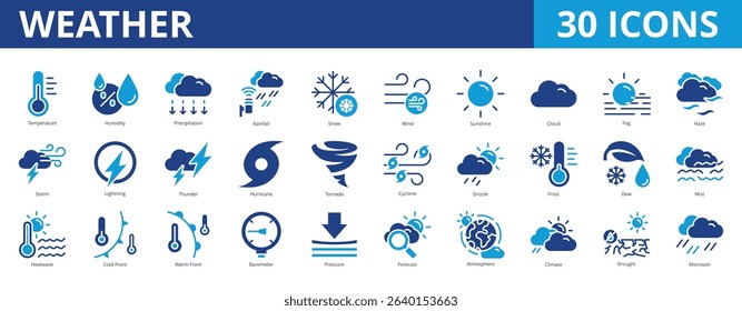 Weather icon pack dual tone collection set for weather forecasting