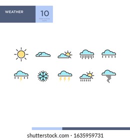 weather icon pack with filled outline style