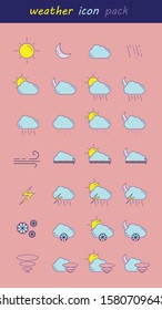 Weather Icon Pack flat cartoon style