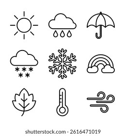 Weather icon pack with line style. Minimalist and simple vector icon