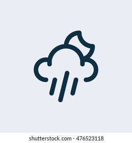 Weather icon, rain cloud moon icon,Vector illustration