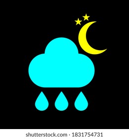 Icono del tiempo, lluvia de noche. Ilustración vectorial. Signo de previsión.