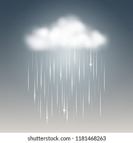 Weather icon, rainy with cloud. Vector illustration.
