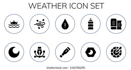 weather icon set. 10 filled weather icons.  Simple modern icons about  - Sunset, Night, Wind, Vector, Drop, Thermometer, Water, Fabric, Color