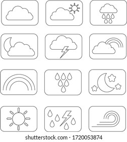 weather icon set - 12 weather cloud, sun, wind, moon