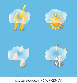  Weather icon set about Lighting Sunny Rainy and Snowy
