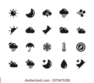 Weather icon set. Available in vector. Glyph style.