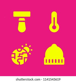 weather icon set. With blade, winter hat and thermometer  vector icons for graphic design and web
