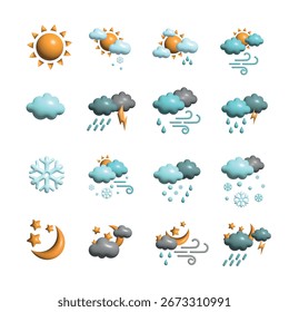 
Weather Icon Set. For children. Isolate on white background.