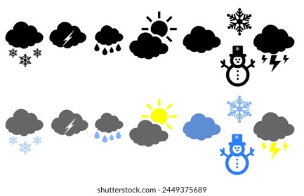 weather icon set. cloudy, windy, etc. Replaceable vector design.