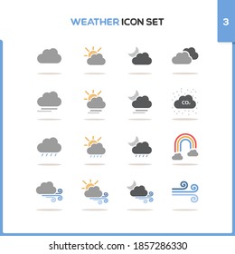 Weather icon set. Color icon set with round shadow. Third group. Vector illustration